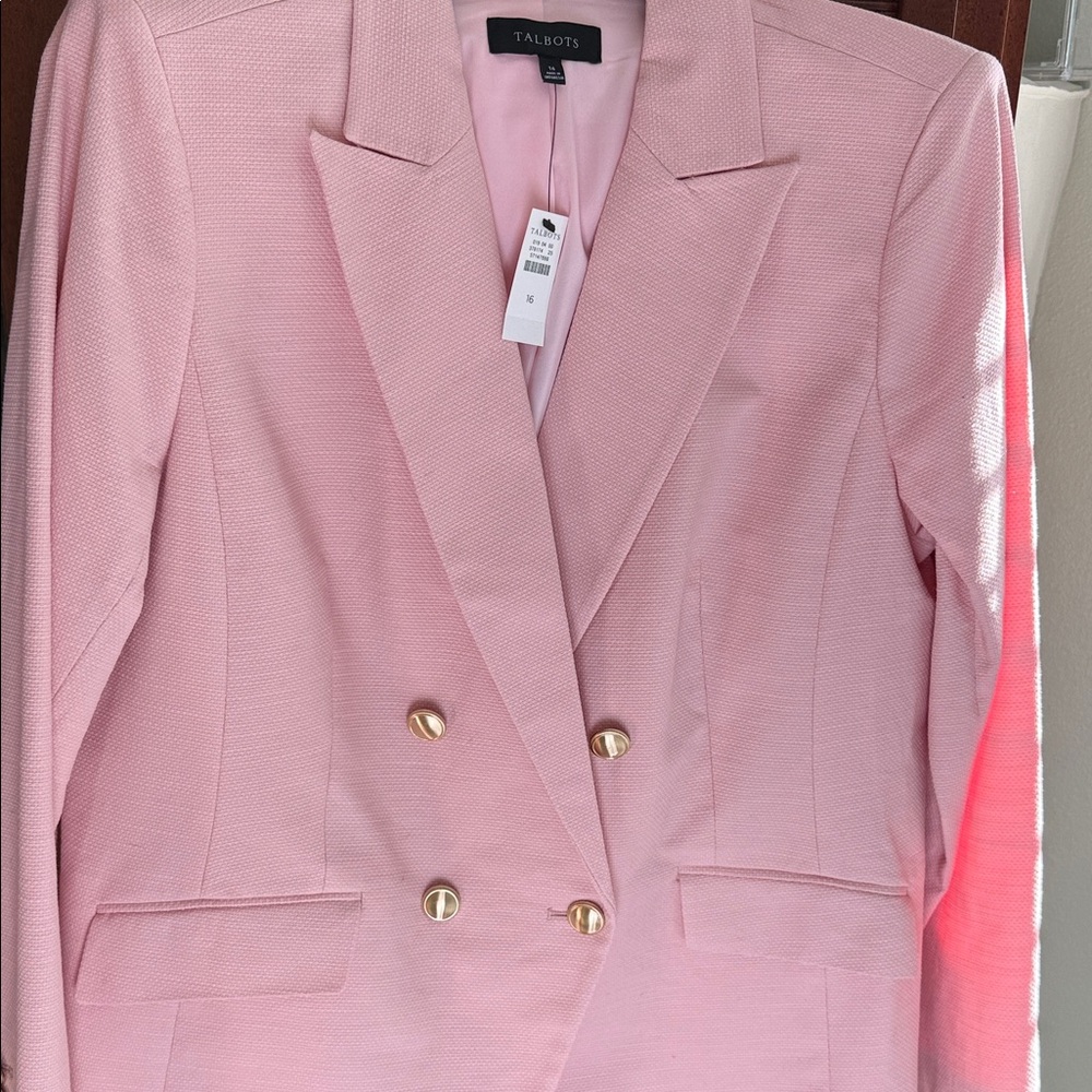 Talbots Pink Double-Breasted Blazer with Gold Buttons. NWT - Picture 5 of 8